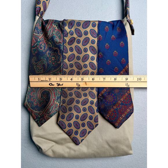 Upcycled Silk Necktie Shoulder Bag Handmade Boho Crossbody - Picture 15 of 15